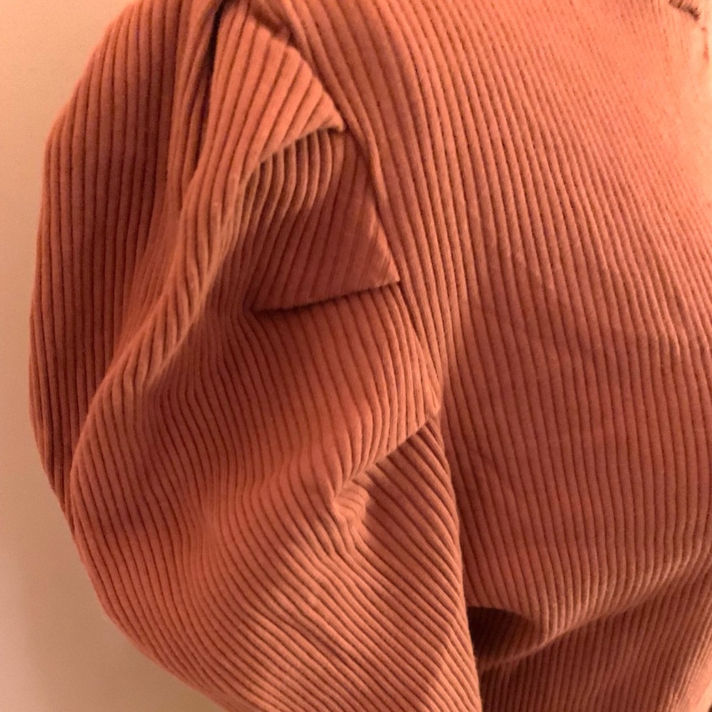 NWOT Women’s SHEIN Puff Sleeve Rib Knit Top - Brown - Picture 3 of 5